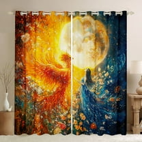 Castle Fairy Flying Mythical Birds Black Out Curtains for Female Men Adults,Dreamy Princess Curtains Pack of 2 (42x63 Each),Traditional Chic Floral Bedroom Curtains,Luxury Bedroom Decor