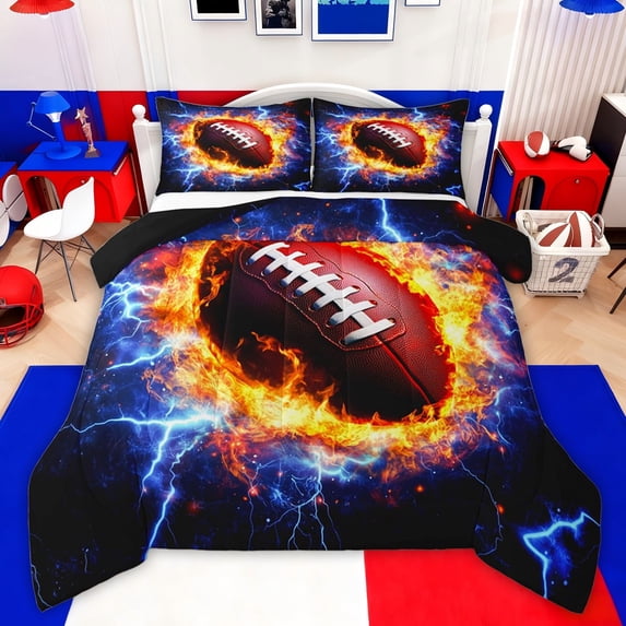 Castle Fairy Football Boy Queen Comforter Set,Abstract Flame Water Bedding Comforter Set