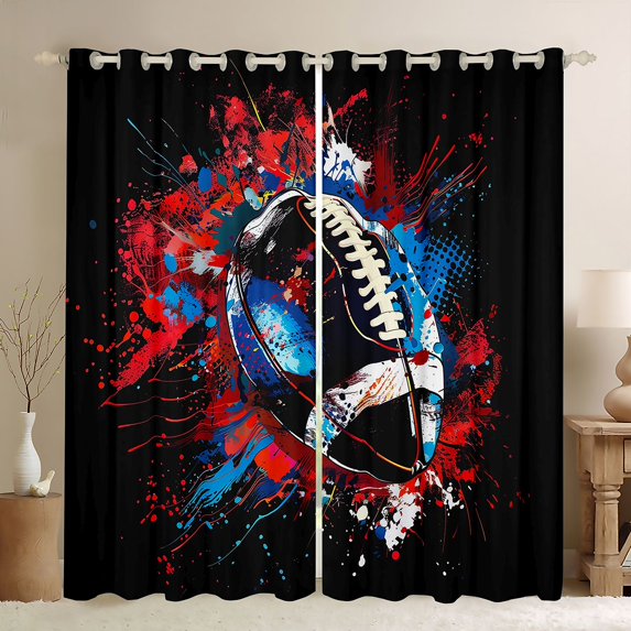 Castle Fairy Football Gamer Black Out Curtains,Sport Gamer Curtains Pack of 2 (42x63 Each)