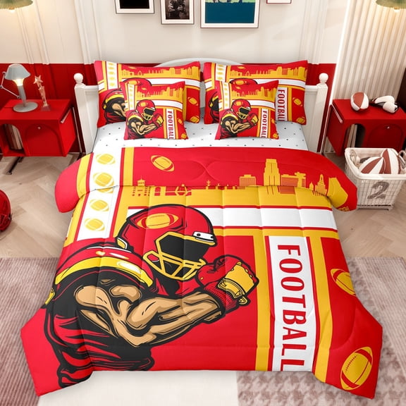 Castle Fairy Football Gamer Twin Bedding Sets 7-Piece for Boys Girls,Ball Game Bedding Comforter Set Microfiber,Sport Gaming Breathable Sheet Sets,Lightweight Room Decor,Reversible