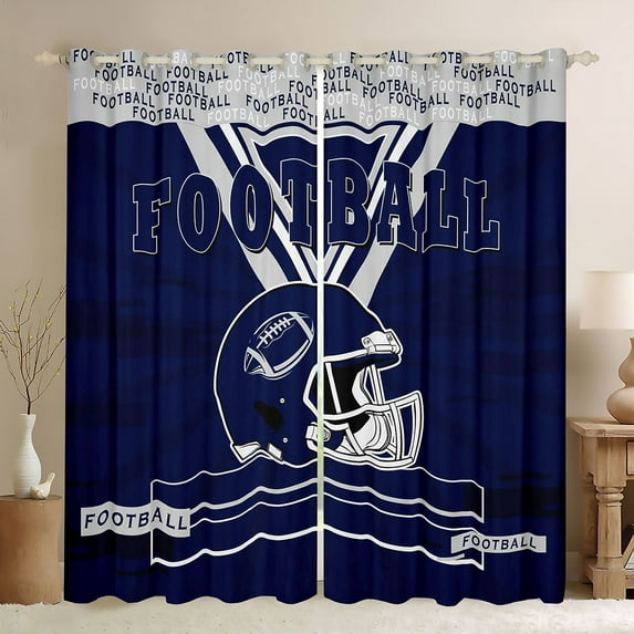 Castle Fairy Football Print Blackout Curtains Set of 2 (52x84 Each) for Kids Children Teens,Sport Theme Window Curtains,Ball Gamer Curtains and Drapes,Ultra Soft Home Decor