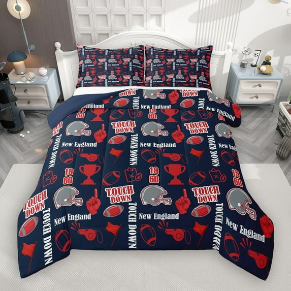 Castle Fairy Football Print Boy 3-Piece Full Size Comforter Sets,Sport Football Print Bedding Comforter Set,Ball Game Lightweight Bedding Sets,Ultra Soft Home Decor