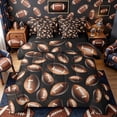 thumbnail image 1 of Castle Fairy Football Print Full Size Bedding Sets 7 Pieces, Ball Gamer Full Size Bed in a Bag, Black Brown White,Black Reversible, 1 of 7