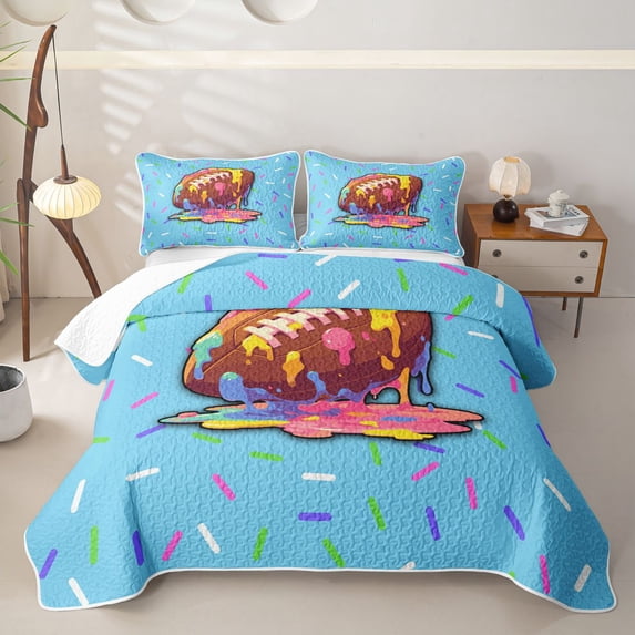 Castle Fairy Football Print Quilt King,Sport Theme Ice Cream Drip King Coverlet Set