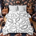 thumbnail image 1 of Castle Fairy Football Print Twin Bedding 7-Piece, Sport Theme Bedding Comforter Set, White Black, 1 of 7