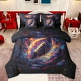 thumbnail image 1 of Castle Fairy Football Print Twin Bedding Sets 7-Piece for Boys Girls,Hippie Graffiti Splash Bedding Comforter Set Microfiber,Sport Rugby Gamer Breathable Sheet Sets,Super Cozy Room Decor,Reversible, 1 of 8