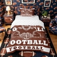 thumbnail image 1 of Castle Fairy Football Print Twin Duvet Cover,Sport Theme Twin Bedding,Brown White,2pcs,1 Duvet Cover and 1 Pillowcase, 1 of 6