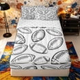 thumbnail image 1 of Castle Fairy Football Print Zipper Twin Comforter Sets with Fitted Sheet and 2 Pillowcases, Sport Theme Zipper Bedding Set, White Black,4-Piece, 1 of 6