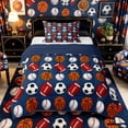 thumbnail image 1 of Castle Fairy Football Soccer Basketball Baseball Twin Comforter Sets 2pcs, Sport Theme Bedding Set, Blue White,Navy Blue Reversible,1 Comforter and 1 Pillowcase, 1 of 6