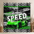 thumbnail image 1 of Castle Fairy Fresh Green Sports Car Blackout Curtains Set of 2 (52x84 Each) for Boys, Bright Speedometer Pattern Window Curtains for Modern Room, Green Black White, 1 of 6