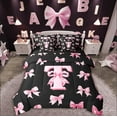 thumbnail image 1 of Castle Fairy Cartoon Bowknot Toddler Sheets 7-Piece,Black Pink Daybed Bedding Sets Kids/Girls Full Bedding Comforter Set,T Letter Baby Girl Bedroom Set, 1 of 8