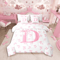 thumbnail image 1 of Castle Fairy Full 7-Piece Kids Personalized Initial Bow Alphabet Bedding Set, 1 of 8
