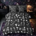 thumbnail image 1 of Castle Fairy Fun Halloween Skeleton Full Size Bedding Sets 7 Pieces,Dancing Bones Flame Skull Star Allover Full Size Bed in a Bag,White Black,Black Reversible, 1 of 7