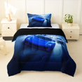 thumbnail image 1 of Castle Fairy Futuristic Race Car Twin Comforter Sets 3-Piece for Boys, City Motion Blur Bedding Set for Bedroom, Blue White,Black Reversible, 1 of 6