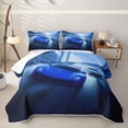 thumbnail image 1 of Castle Fairy Futuristic Race Car Twin Quilt Set for Boys,City Motion Blur Twin Coverlet Set for Bedroom,Blue White, 1 of 7