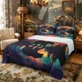 thumbnail image 1 of Castle Fairy Galaxy Bear Silhouette King Sheets 4pcs for Teens,Starry Mountain Lake Bedding,Orange Teal Purple,1 Fitted Sheet, 1 Flat Sheet and 2 Pillowcases, 1 of 6