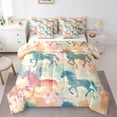 thumbnail image 1 of Castle Fairy Galloping Horse Bedding Comforter Set,Vintage Graffiti King Bedding Sets, 1 of 8
