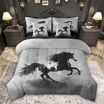 Castle Fairy Galloping Horse Twin Bedding Sets,Black Grey Bedding Comforter Set
