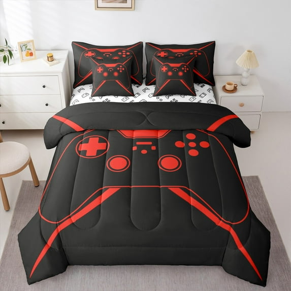 Castle Fairy Gamepads Twin Bedding Sets for Kids Teens,Video Game Bedding Comforter Set