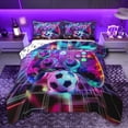 thumbnail image 1 of Castle Fairy Gamer Queen Comforter Set,Futuristic Plaid Grid Bedding Comforter Set, 1 of 8