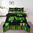 thumbnail image 1 of Castle Fairy Garbage Truck 2pcs Bedding Comforter Set,Black Green Twin Comforter Sets,Polka Dots Breathable Bedding Set,Geometric Stripes Bedroom Decor, 1 of 8