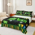 thumbnail image 1 of Castle Fairy Garbage Truck 4-Piece Full Size Sheets,Black Green Bed Sheets,Polka Dots Lightweight Sheet Sets,Geometric Stripes Bedroom Decor, 1 of 7