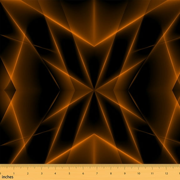 Castle Fairy Geometric Boy Stripes Fabric by the Yard 2 Yards,Black Orange Room Decor Fabric by the Yard,Abstract Plaid Sewing Fabric,Microfiber Bedroom Decor