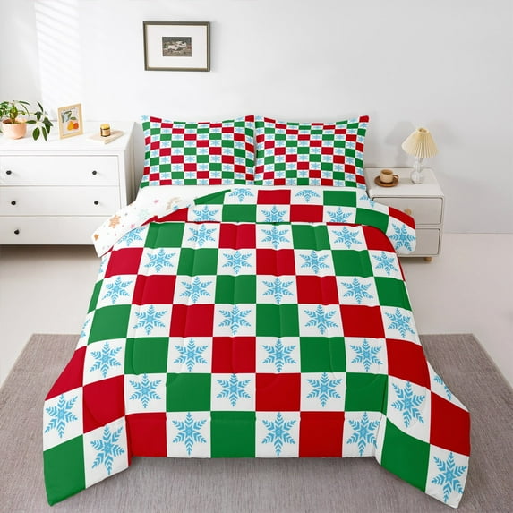 Castle Fairy 3-Piece Queen Size Comforter Set - Geometric Buffalo Plaid Print