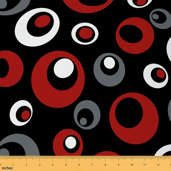 Castle Fairy Geometric Circle Fabric by the Yard 1 Yard for Teenager,Abstract Round Home Decor Fabric by the Yard,Mid Century Room Decor Fabric by the Yard,Ultra Soft Home Decor