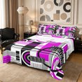 thumbnail image 1 of Castle Fairy Geometric Circular Block King Sheets 4pcs,Abstract Linear Strip Bedding,Black Magenta Gray,1 Flat Sheet, 1 Fitted Sheet and 2 Pillowcases, 1 of 7