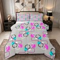 thumbnail image 1 of Castle Fairy Geometric Circular Overlay Queen Comforter Set 3 Pieces,Abstract Rounded Frame Comforter Sets Queen,Magenta Aqua Gray,Reversible,1 Comforter and 2 Pillowcases, 1 of 6