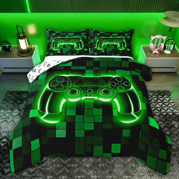 Castle Fairy Geometric Gamer Full Size Comforter Sets,Honeycomb Hexagon Bedding Sets