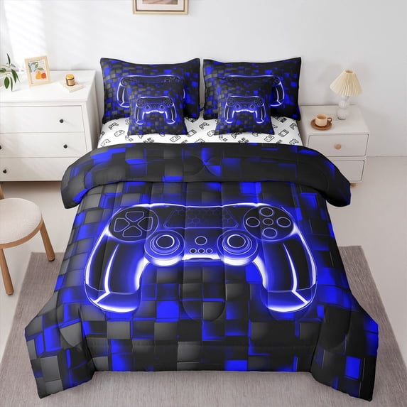 Castle Fairy Geometric Gamer Twin Bedding Sets,Honeycomb Hexagon Bedding Comforter Set