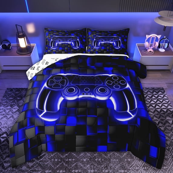 Castle Fairy Geometric Gamer Twin Comforter Sets,Geometric Honeycomb Hexagon Bedding Set