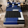 thumbnail image 1 of Castle Fairy Geometric Geometric Block Zipper Twin Comforter Sets with Fitted Sheet and 2 Pillowcases,Abstract Square Zipper Bedding Set,Navy Gray Black White,Reversible, 1 of 5