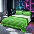 thumbnail image 1 of Castle Fairy Geometric Gradient Horizontal Stripe King Sheets 4pcs,Abstract Neon Thin Line Bedding,Lime Forest Green,1 Flat Sheet, 1 Fitted Sheet and 2 Pillowcases, 1 of 7