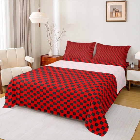 Castle Fairy Geometric Grid 4-Piece King Sheet Set for Teens