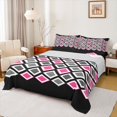 thumbnail image 1 of Castle Fairy Geometric Grid Bed Sheets for Kids Teenagers,Checkered King Sheets, 1 of 7