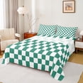thumbnail image 1 of Castle Fairy Geometric Grid Plaid 4 Pieces Queen Sheet Sets for Kids Children Teens,Vintage Aesthetic Ultra Soft Flat Sheet,Green White Queen Fitted Sheet,Microfiber Bedroom Decor, 1 of 7