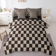 thumbnail image 1 of Castle Fairy Geometric Grid Plaid Bedding Comforter Set 7-Piece for Kids Children Teens,Vintage Aesthetic King Bedding Sets,Black Brown Ultra Soft Bed Sheets,Microfiber Bedroom Decor,Reversible, 1 of 8