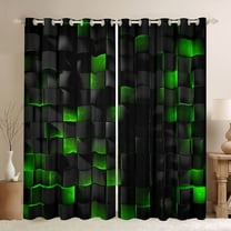 Castle Fairy Geometric Grid Plaid Black Out Curtains for Female Men Women,Futuristic Cubes Curtains Pack of 2 (42x63 Each),Pixelated Blocks Miners Bedroom Curtains,Luxury Bedroom Decor
