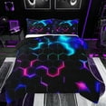 thumbnail image 1 of Castle Fairy Geometric Honeycomb Boy Bedding Comforter Set 2pcs,Abstract Gradient Hexagon Twin Comforter Sets Microfiber,Video Game Breathable Bedding Set,Breathable Home Decor,Reversible, 1 of 8