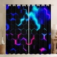 thumbnail image 1 of Castle Fairy Geometric Honeycomb Boy Black Out Curtains,Abstract Gradient Hexagon Curtains Pack of 2 (42x63 Each),Video Game Bedroom Curtains,Breathable Home Decor, 1 of 6