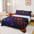 thumbnail image 1 of Castle Fairy Geometric Honeycomb Boy Twin Sheet Sets 3pcs,Abstract Gradient Hexagon Twin Fitted Sheet Microfiber,Video Game Breathable Flat Sheet,Breathable Home Decor, 1 of 7