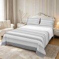 thumbnail image 1 of Castle Fairy Geometric Horizontal Stripe King Sheets 4pcs,Mid Century Thin Line Bedding,Gray Silver White,1 Flat Sheet, 1 Fitted Sheet and 2 Pillowcases, 1 of 7