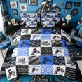thumbnail image 1 of Castle Fairy Geometric Motocross Bike Bedding Comforter Set 7-Piece for Kids, Patchwork Extreme Ride King Bedding Sets for Bedroom, Blue Black,Black Reversible, 1 of 7
