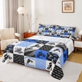 thumbnail image 1 of Castle Fairy Geometric Motocross Bike Full Size Sheets 4-Piece for Kids, Patchwork Extreme Ride Bed Sheets for Bedroom, Blue Black, 1 of 6