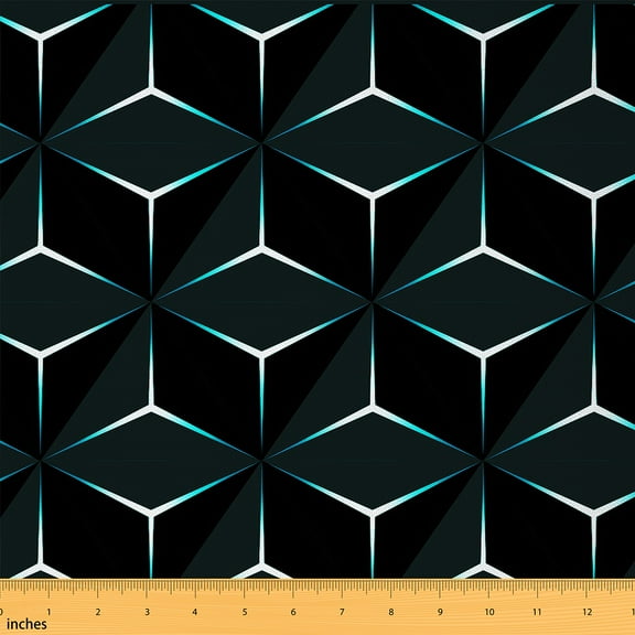 Castle Fairy Geometric Plaid Fabric by the Yard 1 Yard for Teenager,Ombre Stripes Home Decor Fabric by the Yard,Neon Lights Room Decor Fabric by the Yard,Super Cozy Room Decor