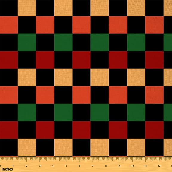 Castle Fairy Geometric Plaid Fabric by the Yard 1 Yard for Teens,Black Red Home Decor Fabric by the Yard,Minimalist Lattice Room Decor Fabric by the Yard,Luxury Bedroom Decor