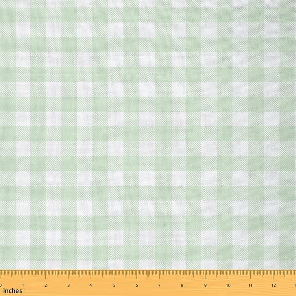 Castle Fairy Geometric Plaid Fabric by the Yard 1 Yard for Teens,Green White Home Decor Fabric by the Yard,Minimalist Lattice Room Decor Fabric by the Yard,Luxury Bedroom Decor